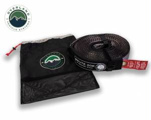 Overland Vehicle Systems Tow Strap 20,000 lb 2 Inch x 30 Foot Gray With Black Ends & Storage Bag - 19059916