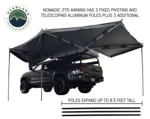 Overland Vehicle Systems - Overland Vehicle Systems Awning Tent 270 Degree Driver Side Dark Gray Cover With Black Cover Nomadic - 19519907 - Image 4