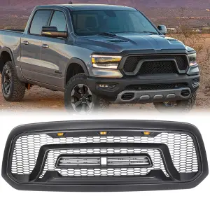 Front Bumper Grill Honeycomb Rebel Style Black ABS For Dodge RAM 1500 2013-18 - Image 2