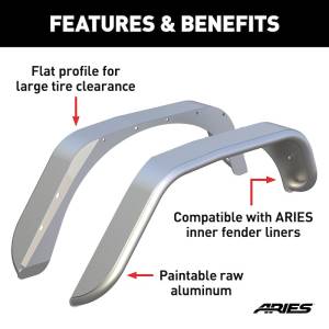 Aries (RAW) Jeep JK Fender Flares Rear - Image 2