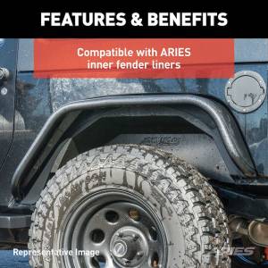 Aries (RAW) Jeep JK Fender Flares Rear - Image 4