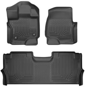 Husky Liners 21-23 Ford F-150 CC SC X-Act Contour Front & Second Row Seat Floor Liners - Black | 53468