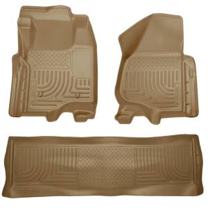 Husky Liners 11-12 Ford SD Crew Cab WeatherBeater Combo Tan Floor Liners (w/o Manual Trans Case) | 98713
