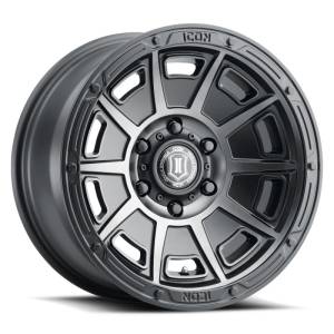 ICON Victory 17x8.5 5x4.5 0mm Offset 4.75in BS Smoked Satin Black Tint Wheel | 3017856547SSBT