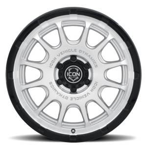 ICON Alloys Rancho 20x9 / 5x5 / -12mm / 4.5in BS Silver Machined w/ Gloss Black Lip Wheel | 8420907345SMGB - Image 3