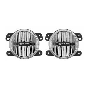 KC HiLiTES 10-18 Jeep JK 4in. Gravity G4 LED Light 10w SAE/ECE Clear Fog Beam (Pair Pack System) | 497