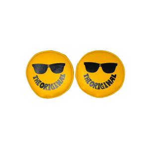 KC Hilites - KC HiLiTES Retro 6in Round Yellow Vinyl Light Cover w/ Black KC Sunglasses Logo | 5205 - Image 1
