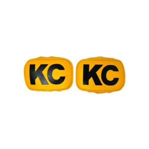 KC Hilites - KC HiLiTES Retro 5in x 7in Rectangular Yellow Vinyl Light Cover w/ Black KC Logo (Pair) | 5601 - Image 2