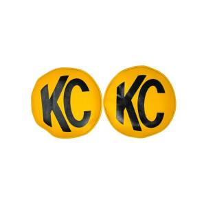 KC Hilites - KC HiLiTES Retro 8in Round Yellow Vinyl Light Cover w/ Black KC Logo (Pair) | 5801 - Image 1