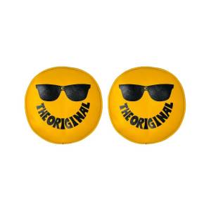 KC Hilites - KC HiLiTES Retro 8in Round Yellow Vinyl Light Cover w/ Black KC The Original Logo (Pair) | 5805 - Image 2