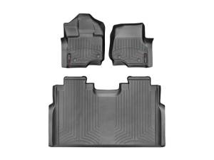 Floor Mat Set FloorMat WeatherTech 2015+ Ford F-150 SuperCrew w/ Bench Seat Front Rear FloorLiner - Black | 44697-1-4