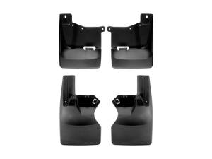 WeatherTech 20-24 Chevrolet Silverado 2500/3500HD Dually w/o OE Spsh Guard No Drill Mudflaps - Black | 110118-120121