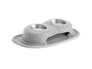 WeatherTech Pet Feeding System Double High 8oz 3in. Stainless Bowl - Light Grey | DHC0803LGLG