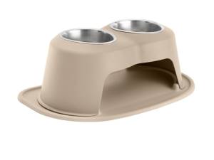 WeatherTech Pet Feeding System Double High 32oz 8in. Stainless Bowl - Tan | DHC3208TNTN