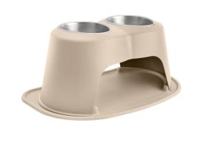 WeatherTech Pet Feeding System Double High 64oz 10in. Stainless Bowl - Tan | DHC6410TNTN
