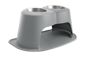 WeatherTech Pet Feeding System Double High 96oz 14in. Stainless Bowl - Dark Grey | DHC9614DGDG