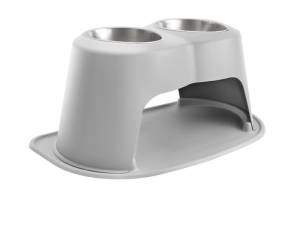 WeatherTech Pet Feeding System Double High 96oz 14in. Stainless Bowl - Light Grey | DHC9614LGLG