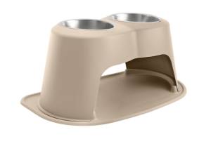 WeatherTech Pet Feeding System Double High 96oz 14in. Stainless Bowl - Tan | DHC9614TNTN