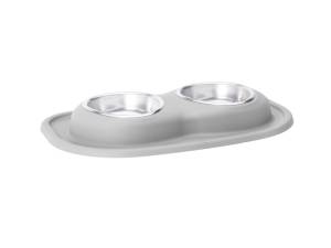 WeatherTech Pet Feeding System Double Low 16oz 2in. Stainless Bowl - Light Grey | DL1602LG