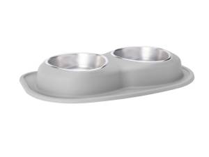 WeatherTech Pet Feeding System Double Low 64oz 3in. Stainless Bowl - Light Grey | DL6403LG