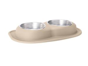 WeatherTech Pet Feeding System Double Low 64oz 3in. Stainless Bowl - Tan | DL6403TN