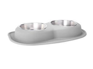 WeatherTech Pet Feeding System Double Low 96oz 3in. Stainless Bowl - Light Grey | DL9603LG