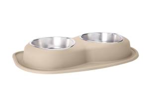 WeatherTech Pet Feeding System Double Low 96oz 3in. Stainless Bowl - Tan | DL9603TN