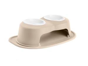 WeatherTech Pet Feeding System Double High 32oz 6in. Poly Bowl - Tan | PDHC3206TNTN