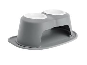 WeatherTech Pet Feeding System Double High 32oz 8in. Poly Bowl - Dark Grey | PDHC3208DGDG
