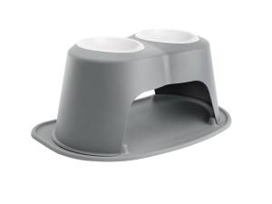 WeatherTech Pet Feeding System Double High 64oz 10in. Poly Bowl - Dark Grey | PDHC6410DGDG