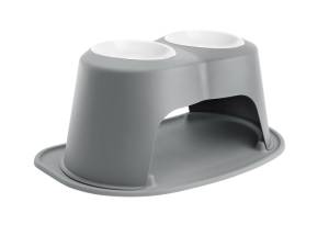 WeatherTech Pet Feeding System Double High 64oz 12in. Poly Bowl - Dark Grey | PDHC6412DGDG