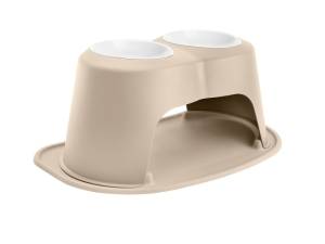 WeatherTech Pet Feeding System Double High 64oz 12in. Poly Bowl - Tan | PDHC6412TNTN