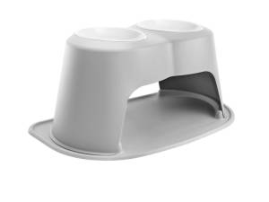 WeatherTech Pet Feeding System Double High 96oz 14in. Poly Bowl - Light Grey | PDHC9614LGLG