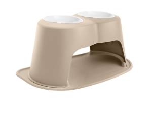 WeatherTech Pet Feeding System Double High 96oz 14in. Poly Bowl - Tan | PDHC9614TNTN