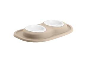 WeatherTech Pet Feeding System Double Low 8oz 1in. Poly Bowl - Tan | PDL0801TN