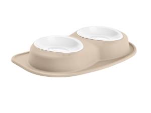 WeatherTech Pet Feeding System Double Low 96oz 3in. Poly Bowl - Tan | PDL9603TN