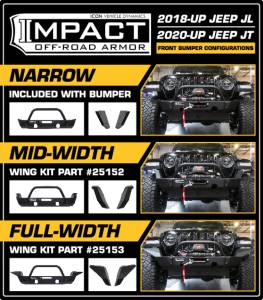 ICON - ICON 2018+ Jeep Wrangler JL / 2020+ JT Front Impact Bumper Mid Width Wings | 25152 - Image 3