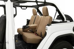 Seat Covers - Jeep '18-2023 Wrangler JL 4-Door; Exc. 4XE; Rear w/ Fold Down Arm Rest (Tan) | 29291-04 - Image 1