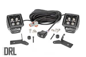 Rough Country - LED Light Kit - Hinge Mount - 2 in. Black Pair - White DRL - Jeep Gladiator JT/Wrangler JL (18-25) | 70052DRL