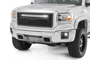 Rough Country - Mesh Grille - 30 in. Dual Row LED - Black - GMC Sierra 1500 2WD/4WD (2014-2015) | 70190