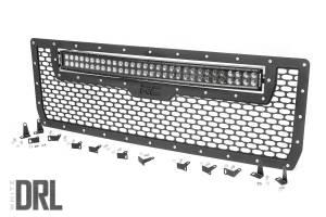 Rough Country - Mesh Grille - 30 in. Dual Row LED - Black - White DRL - GMC Sierra 1500 (14-15) | 70190DRL
