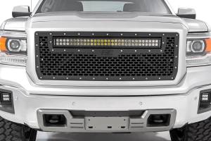 Rough Country - Rough Country - Mesh Grille - 30 in. Dual Row LED - Black - White DRL - GMC Sierra 1500 (14-15) | 70190DRL - Image 4