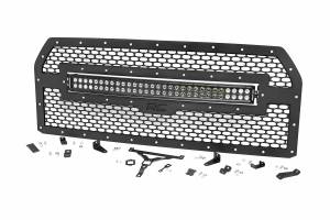 Rough Country - Mesh Grille - 30 in. Dual Row LED - Black Ser - Ford F-150 2WD/4WD (2015-2017) | 70193DRL