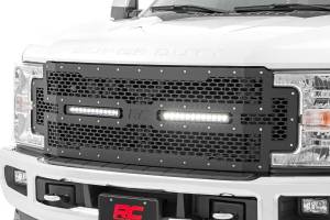 Rough Country - Rough Country - Mesh Grille - 12 in. Dual Row LED - Black - Ford F-250/F-350 Super Duty (17-19) | 70216 - Image 3
