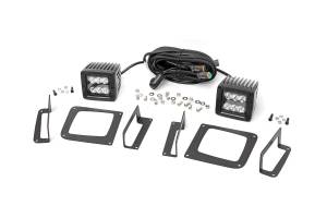Rough Country - LED Light Kit - Fog Mount - 2 in. Black Pair - GMC Sierra 1500 2WD/4WD (14-15) | 70689