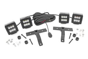 Rough Country - Quad LED Light Kit - Cowl Mount - 2 in. Black Pairs - Spot - Jeep Gladiator JT/Wrangler JL (18-25) | 70822 - Image 1