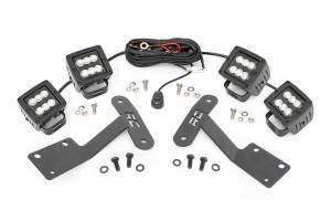 Rough Country - LED Light Kit - Ditch Mount - Dual 2 in. Black Pairs - Flood - Toyota Tundra (14-21) | 70836
