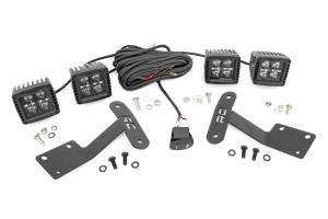 Rough Country - LED Light Kit - Ditch Mount - Dual 2 in. Black Pairs - Amber DRL - Toyota Tundra (14-21) | 70838