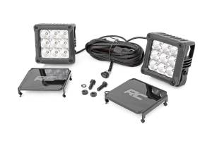 Rough Country - 4 Inch Chrome Series LED Light Pods - Square - White DRL - Pair | 70905DRL - Image 1