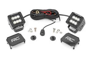 Rough Country - Rough Country - LED Light Kit - Ditch Mount - 2 in. Black Pair - Flood Pattern - Ford Bronco (21-25) | 71046 - Image 1